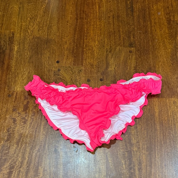 Victorias Secret Hot Coral Pink Ruffled Cheeky Bikini Bottom - Picture 2 of 7